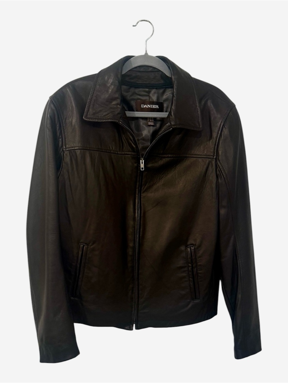 Danier Black Italian Leather Bomber Jacket